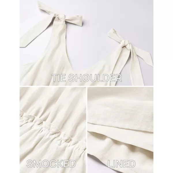 imageZESICA Womens Summer Casual V Neck Sleeveless Mini Dress 2024 Tie Shoulder Tiered Ruffle Swing A Line Short SundressesWhite