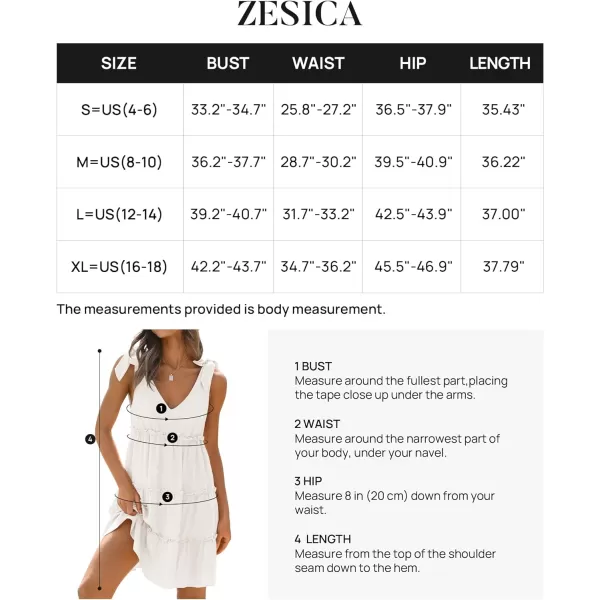 imageZESICA Womens Summer Casual V Neck Sleeveless Mini Dress 2024 Tie Shoulder Tiered Ruffle Swing A Line Short SundressesWhite