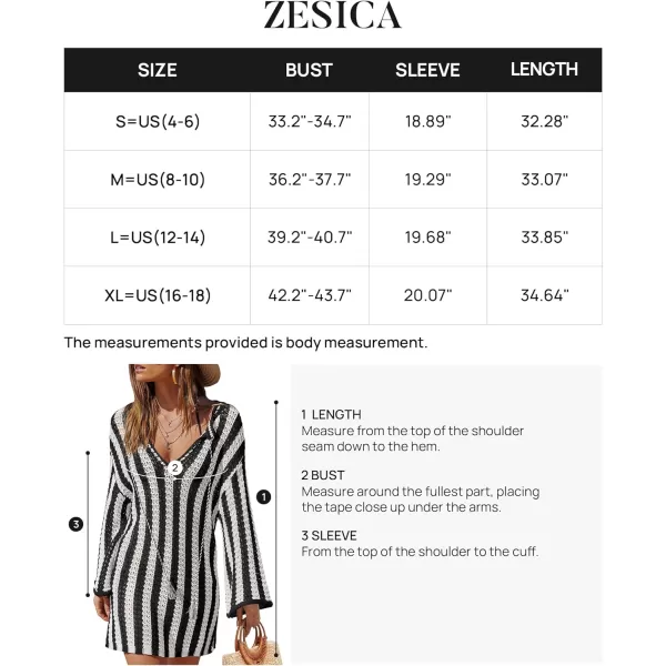 imageZESICA Womens Summer Crochet Swimsuit Cover Up Knit Hollow Out Bikini Bathing Suit 2024 Mesh Swimwear Beach DressBlack