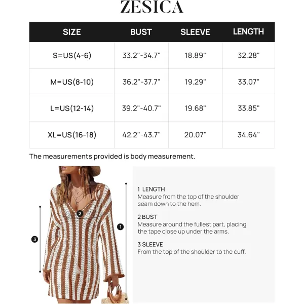 imageZESICA Womens Summer Crochet Swimsuit Cover Up Knit Hollow Out Bikini Bathing Suit 2024 Mesh Swimwear Beach DressBrown