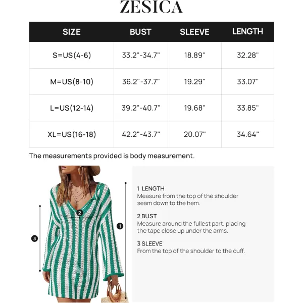 imageZESICA Womens Summer Crochet Swimsuit Cover Up Knit Hollow Out Bikini Bathing Suit 2024 Mesh Swimwear Beach DressGreen