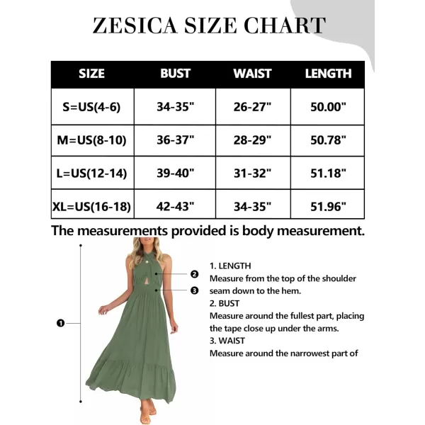 imageZESICA Womens Summer Crossover Halter Neck Sleeveless Plaid Cut Out Backless Flowy A Line Maxi DressArmygreen