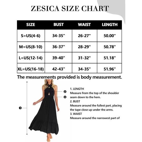 imageZESICA Womens Summer Crossover Halter Neck Sleeveless Plaid Cut Out Backless Flowy A Line Maxi DressBlack