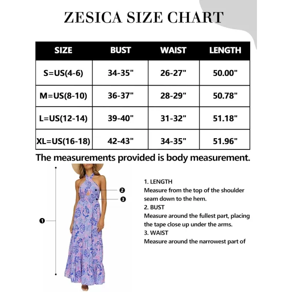 imageZESICA Womens Summer Crossover Halter Neck Sleeveless Plaid Cut Out Backless Flowy A Line Maxi DressBluishviolet