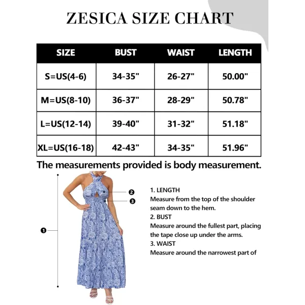 imageZESICA Womens Summer Crossover Halter Neck Sleeveless Plaid Cut Out Backless Flowy A Line Maxi DressDarkblue