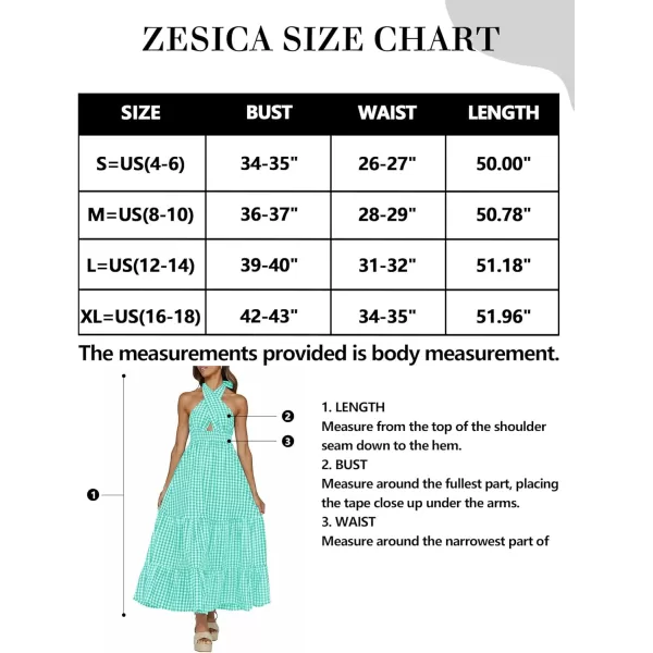 imageZESICA Womens Summer Crossover Halter Neck Sleeveless Plaid Cut Out Backless Flowy A Line Maxi DressGreen