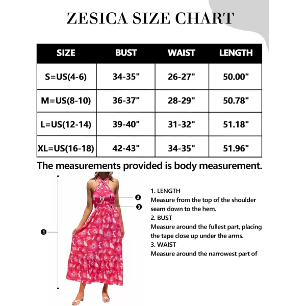 imageZESICA Womens Summer Crossover Halter Neck Sleeveless Plaid Cut Out Backless Flowy A Line Maxi DressMagenta