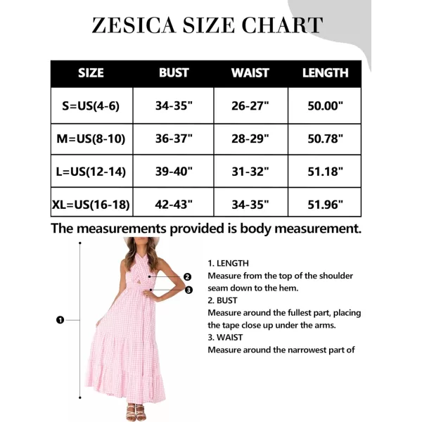 imageZESICA Womens Summer Crossover Halter Neck Sleeveless Plaid Cut Out Backless Flowy A Line Maxi DressPink
