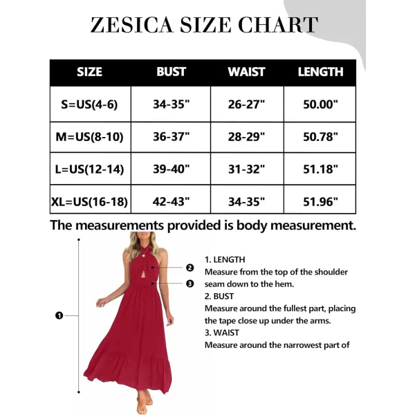 imageZESICA Womens Summer Crossover Halter Neck Sleeveless Plaid Cut Out Backless Flowy A Line Maxi DressRed