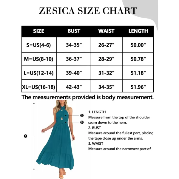 imageZESICA Womens Summer Crossover Halter Neck Sleeveless Plaid Cut Out Backless Flowy A Line Maxi DressTeal