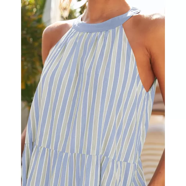 imageZESICA Womens Summer Halter Maxi Dresses 2024 Casual Boho Striped Sleeveless Tiered Flowy A Line Beach Long DressBlue