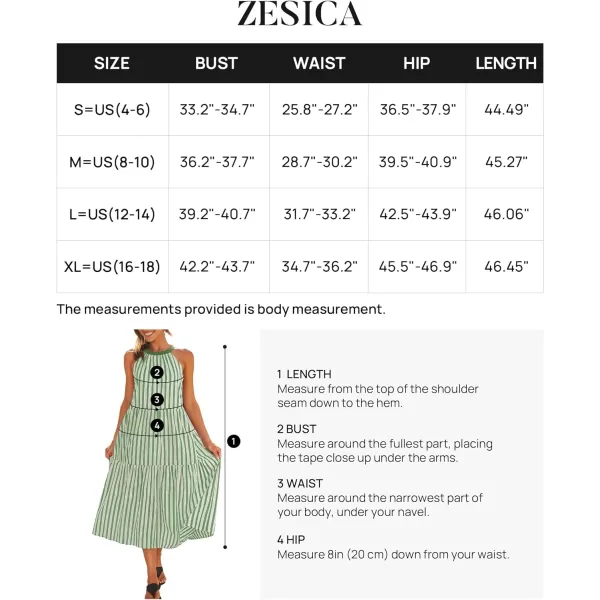 imageZESICA Womens Summer Halter Maxi Dresses 2024 Casual Boho Striped Sleeveless Tiered Flowy A Line Beach Long DressGreen