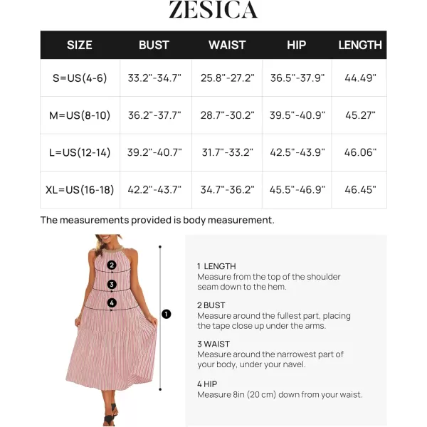 imageZESICA Womens Summer Halter Maxi Dresses 2024 Casual Boho Striped Sleeveless Tiered Flowy A Line Beach Long DressPink