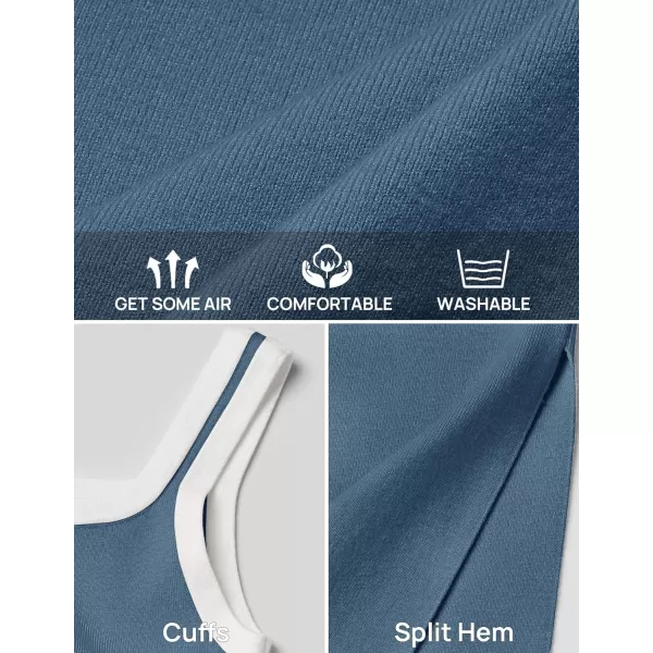 imageZESICA Womens Summer Knit Bodycon Midi Dress 2024 Casual Sleeveless Square Neck Side Slit Long Tank DressesDark Blue