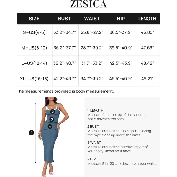 imageZESICA Womens Summer Knit Bodycon Midi Dress 2024 Casual Sleeveless Square Neck Side Slit Long Tank DressesDark Blue