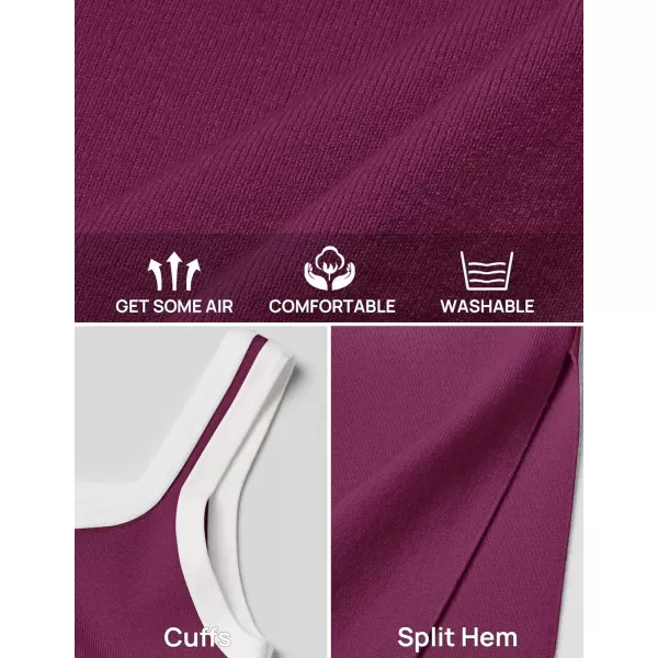 imageZESICA Womens Summer Knit Bodycon Midi Dress 2024 Casual Sleeveless Square Neck Side Slit Long Tank DressesFuchsia