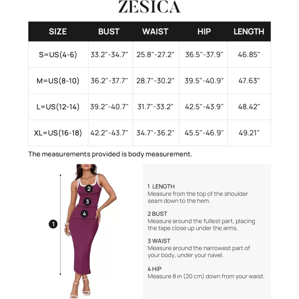 imageZESICA Womens Summer Knit Bodycon Midi Dress 2024 Casual Sleeveless Square Neck Side Slit Long Tank DressesFuchsia