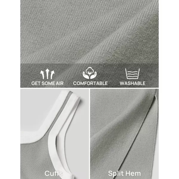 imageZESICA Womens Summer Knit Bodycon Midi Dress 2024 Casual Sleeveless Square Neck Side Slit Long Tank DressesGrey