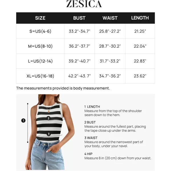 imageZESICA Womens Summer Knit Striped Tank Tops 2024 Trendy Crewneck Sleeveless ShirtsBlack