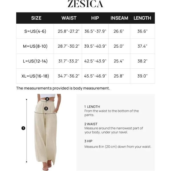 imageZESICA Womens Summer Linen Wide Leg Flowy Palazzo Pants Casual High Waisted Loose Trousers with PocketsApricot