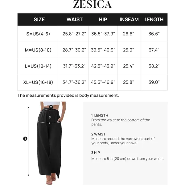 imageZESICA Womens Summer Linen Wide Leg Flowy Palazzo Pants Casual High Waisted Loose Trousers with PocketsDim