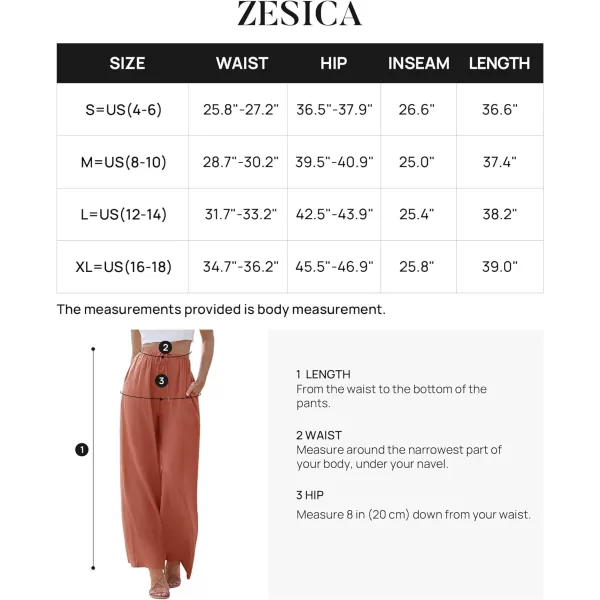 imageZESICA Womens Summer Linen Wide Leg Flowy Palazzo Pants Casual High Waisted Loose Trousers with PocketsOrangered