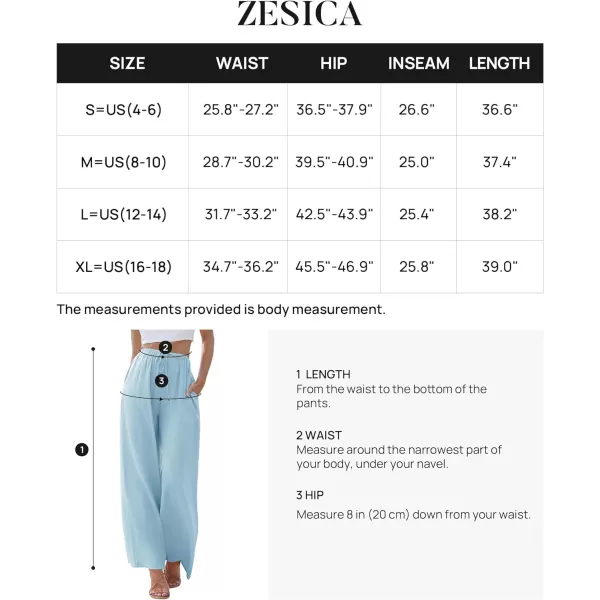 imageZESICA Womens Summer Linen Wide Leg Flowy Palazzo Pants Casual High Waisted Loose Trousers with PocketsSky