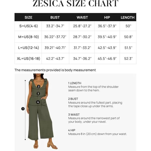 imageZESICA Womens Summer Loose Sleeveless Jumpsuits Adjustable Straps Oversized Wide Leg Long Overall Rompers with PocketsArmygreen