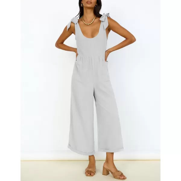 imageZESICA Womens Summer Loose Sleeveless Jumpsuits Adjustable Straps Oversized Wide Leg Long Overall Rompers with PocketsGrey