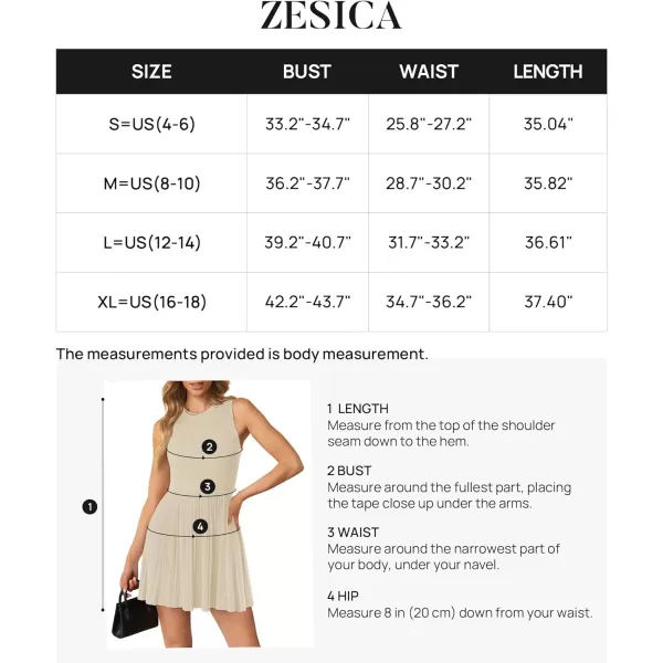imageZESICA Womens Summer Mini Dress 2024 Sleeveless Crewneck Ribbed Knit Casual Swing Pleated A Line Short DressesAlmond