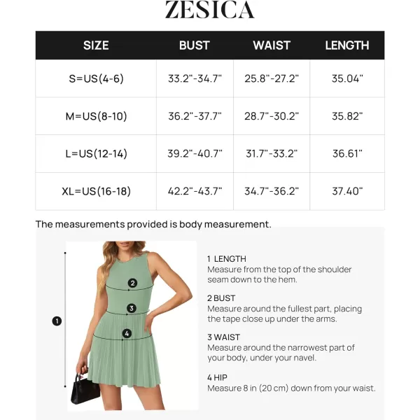 imageZESICA Womens Summer Mini Dress 2024 Sleeveless Crewneck Ribbed Knit Casual Swing Pleated A Line Short DressesLightgreen