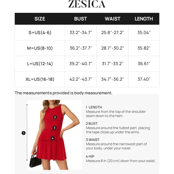 imageZESICA Womens Summer Mini Dress 2024 Sleeveless Crewneck Ribbed Knit Casual Swing Pleated A Line Short DressesRed