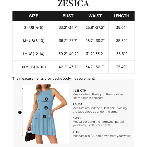 imageZESICA Womens Summer Mini Dress 2024 Sleeveless Crewneck Ribbed Knit Casual Swing Pleated A Line Short DressesSky