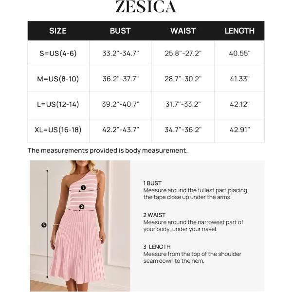 imageZESICA Womens Summer One Shoulder Midi Dresses 2024 Spring Striped Sleeveless Knit Pleated A Line Flowy Long DressLightpink