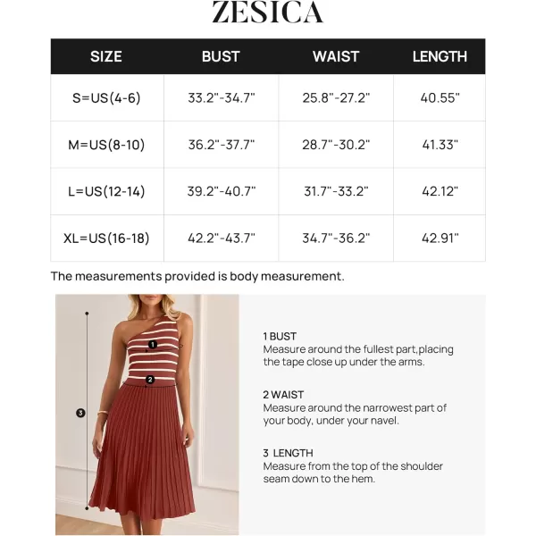 imageZESICA Womens Summer One Shoulder Midi Dresses 2024 Spring Striped Sleeveless Knit Pleated A Line Flowy Long DressVermilion