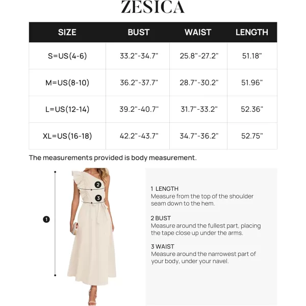 imageZESICA Womens Summer One Shoulder Ruffle Dress 2024 Sleeveless Empire Waist Boho Flowy Beach Maxi DressesApricot
