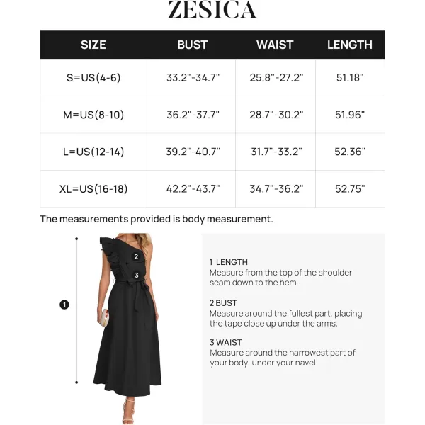 imageZESICA Womens Summer One Shoulder Ruffle Dress 2024 Sleeveless Empire Waist Boho Flowy Beach Maxi DressesBlack