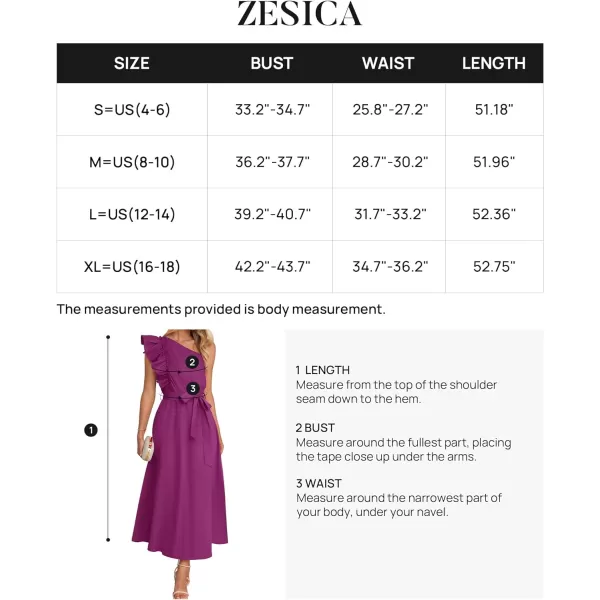 imageZESICA Womens Summer One Shoulder Ruffle Dress 2024 Sleeveless Empire Waist Boho Flowy Beach Maxi DressesEggplant