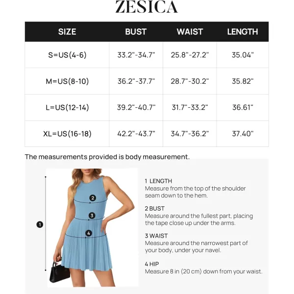 imageZESICA Womens Summer Sleeveless Mini Dresses 2024 Crewneck Knit A Line Pleated Swing Basic Short DressSky