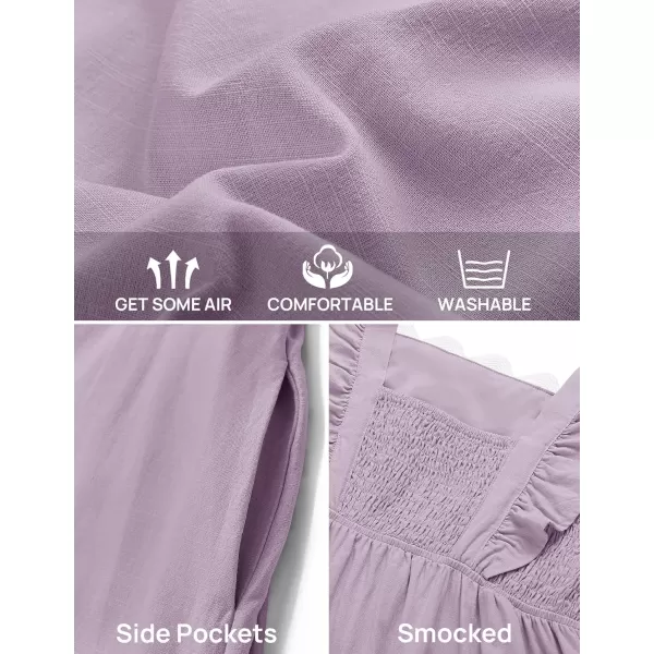 imageZESICA Womens Summer Sleeveless Ruffle Dresses 2024 Square Neck Backless Boho Flowy Maxi Sundress with PocketsPurple Taro