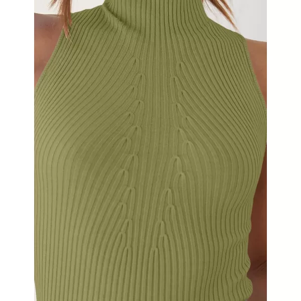 imageZESICA Womens Summer Sleeveless Tank Tops Mock Turtle Neck Ribbed Knit Slim Fitted Basic Casual ShirtsGreen