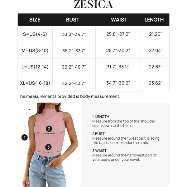 imageZESICA Womens Summer Sleeveless Tank Tops Mock Turtle Neck Ribbed Knit Slim Fitted Basic Casual ShirtsPink