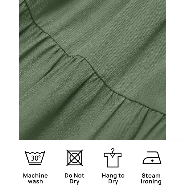 imageZESICA Womens Summer Spaghetti Strap Sleeveless Square Neck Ruffle A Line Swing Mini DressArmygreen