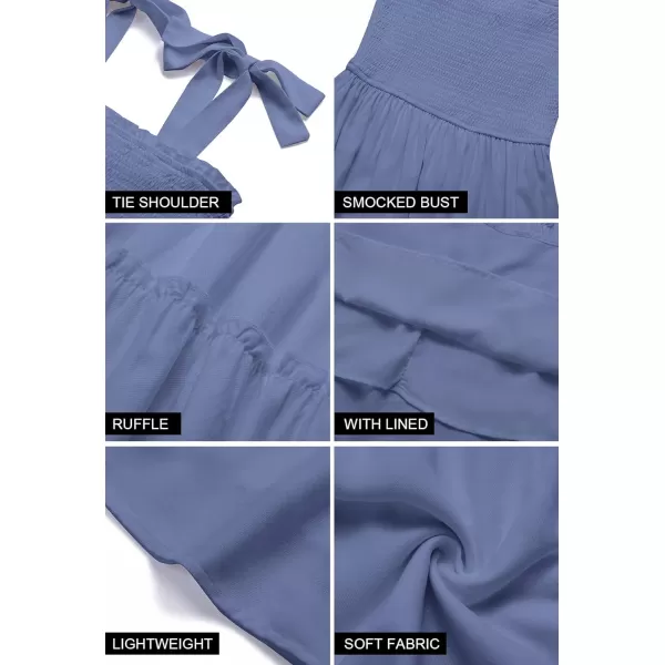 imageZESICA Womens Summer Spaghetti Strap Sleeveless Square Neck Ruffle A Line Swing Mini DressDustyblue