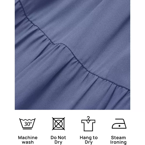 imageZESICA Womens Summer Spaghetti Strap Sleeveless Square Neck Ruffle A Line Swing Mini DressDustyblue