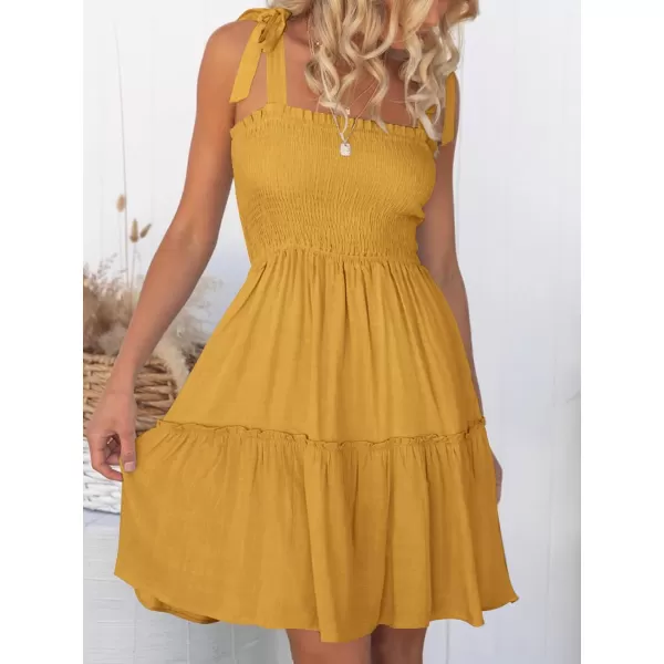 imageZESICA Womens Summer Spaghetti Strap Sleeveless Square Neck Ruffle A Line Swing Mini DressGinger