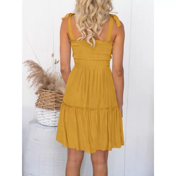 imageZESICA Womens Summer Spaghetti Strap Sleeveless Square Neck Ruffle A Line Swing Mini DressGinger