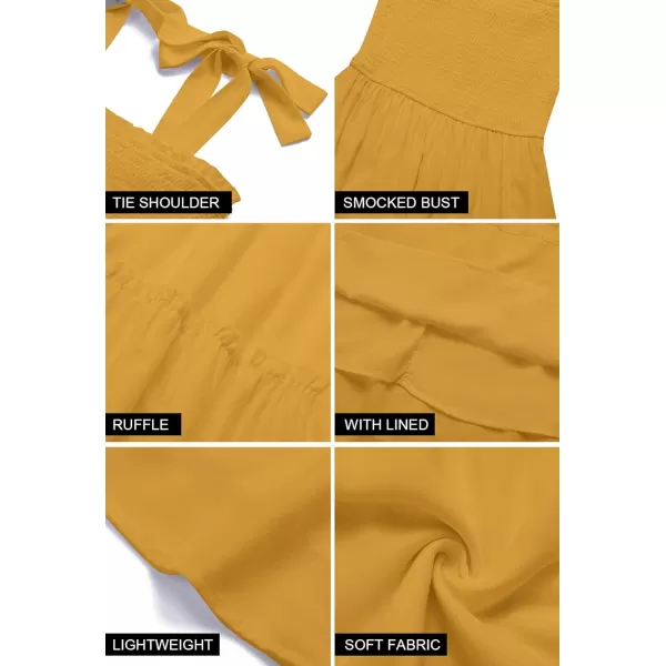 imageZESICA Womens Summer Spaghetti Strap Sleeveless Square Neck Ruffle A Line Swing Mini DressGinger