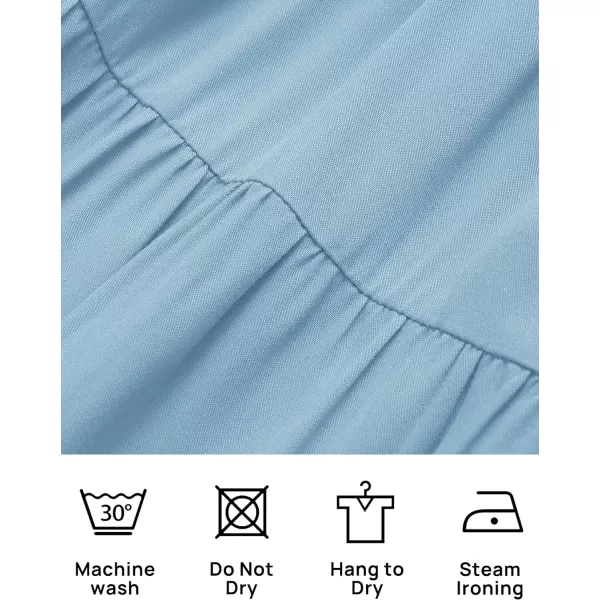imageZESICA Womens Summer Spaghetti Strap Sleeveless Square Neck Ruffle A Line Swing Mini DressLightblue