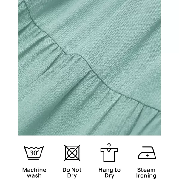 imageZESICA Womens Summer Spaghetti Strap Sleeveless Square Neck Ruffle A Line Swing Mini DressLightgreen